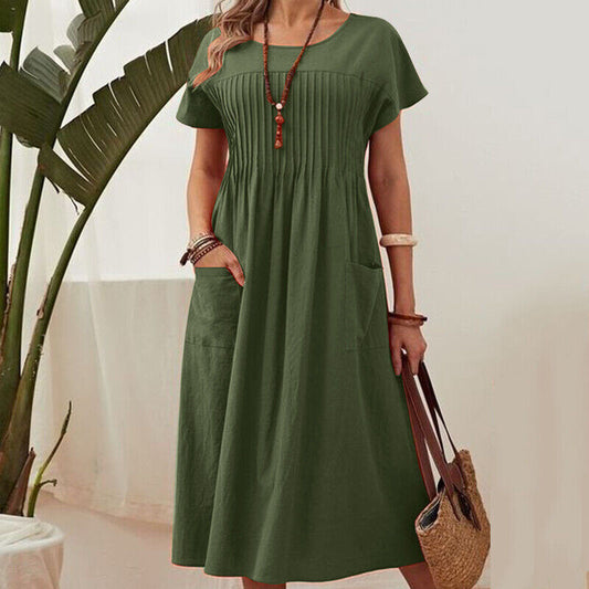 Leonie | Pleated Pocket Midi Dress