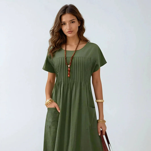 Leonie | Pleated Pocket Midi Dress