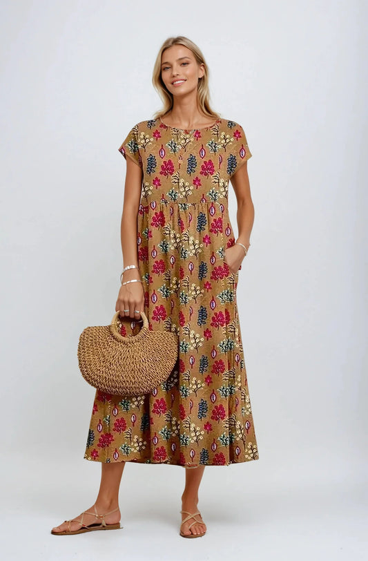 Women's Ethereal Floral Boho Summer Dress - Midi
